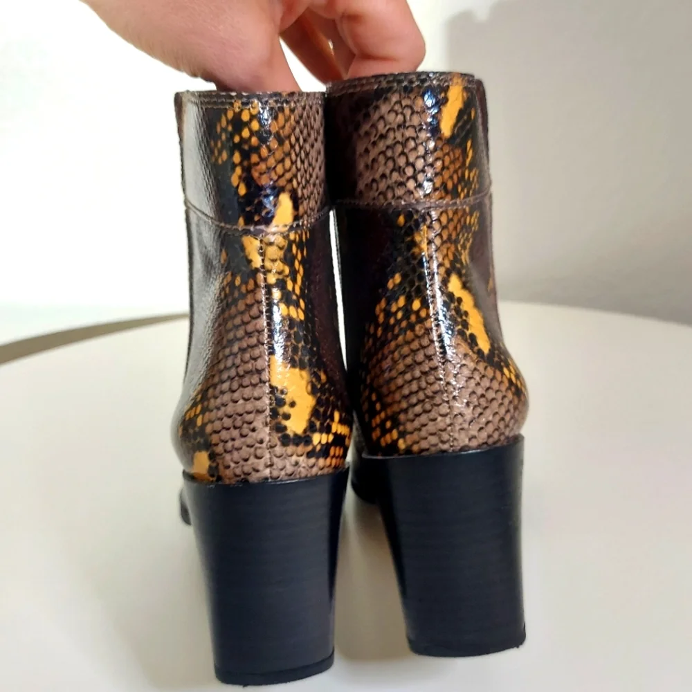 Franco Sarto Leather Snake Patterned Ankle Boots - Picture 9 of 10